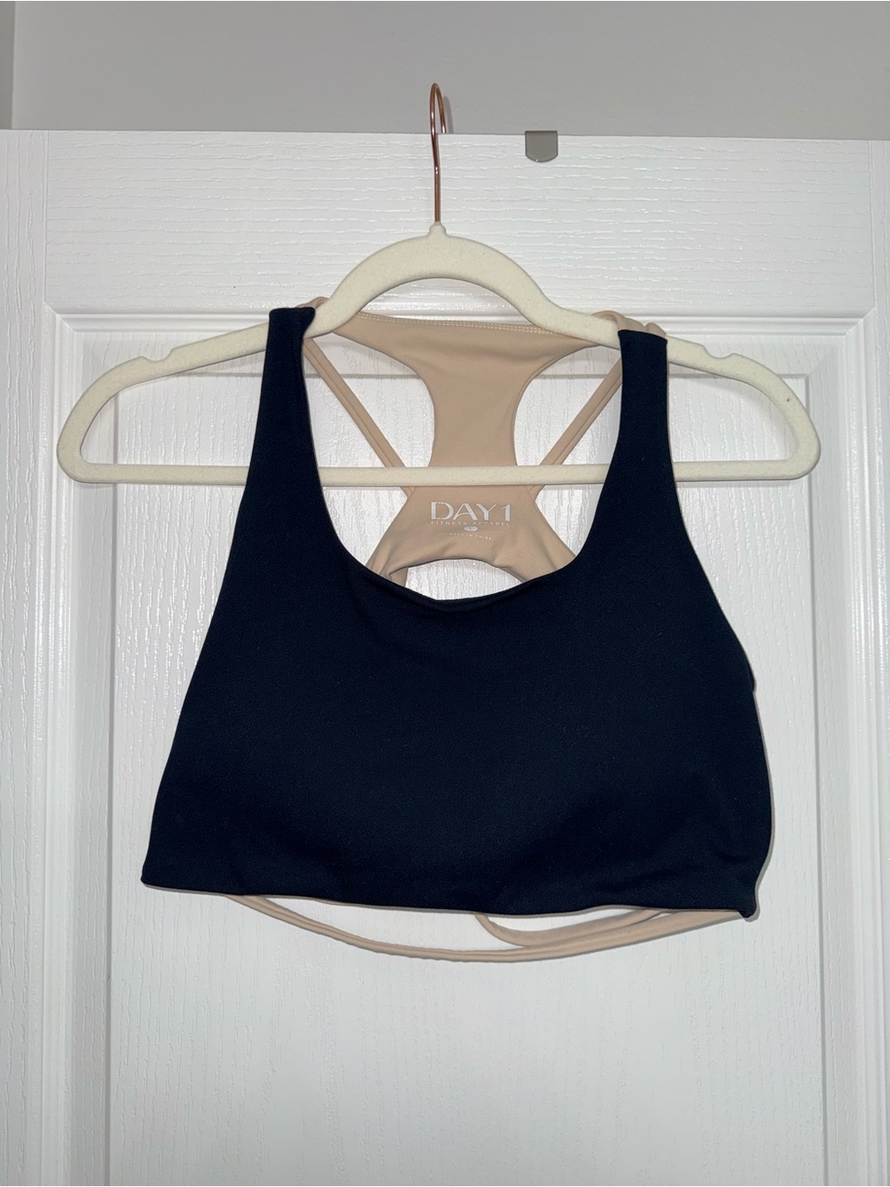 Day 1 Fitness Apparel Performance Contrast Racerback Bra &Legging Set Onyx/Sand